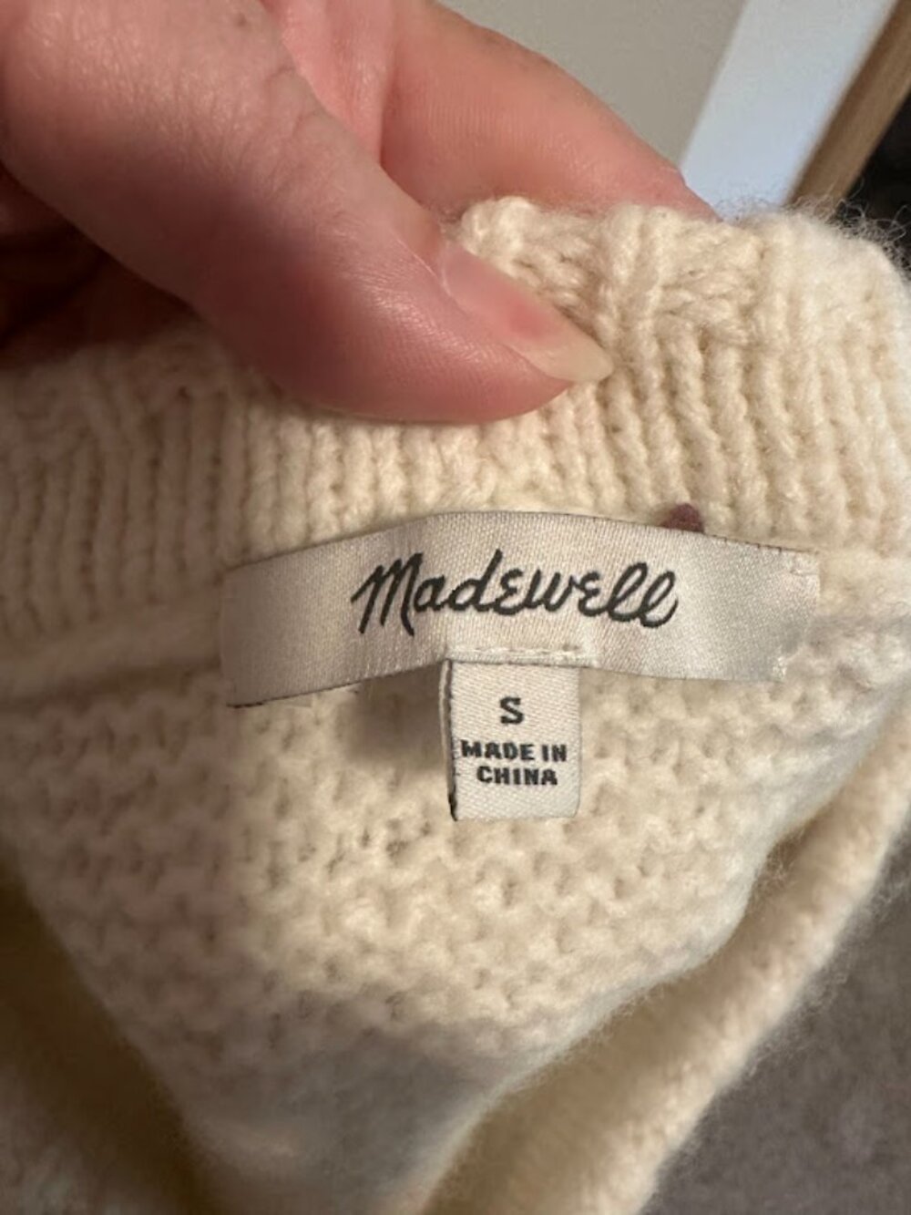 Madewell Cream Knit Cozy Soft Pullover Sweater with Sleeve Striping. Small. - Picture 4 of 6